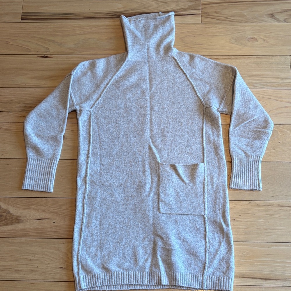 Elegant Gray Turtleneck Sweater Dress